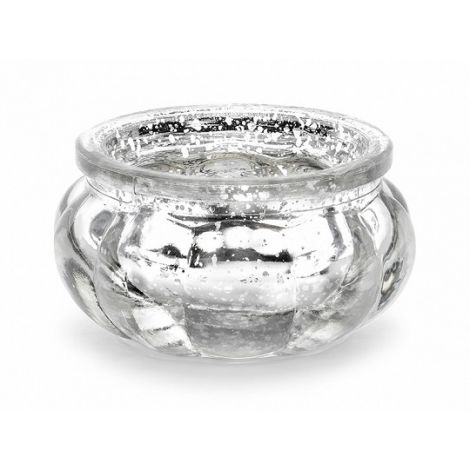 Świecznik szklany PartyDeco Srebrny, 3cm